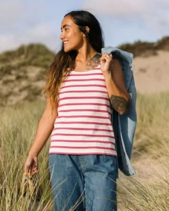 Tops & T-Shirts|Women's Outlet>Passenger Sage Stripe Vest Fuchsia