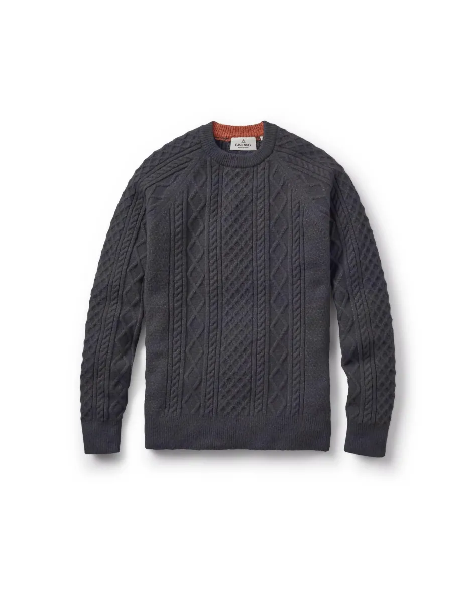 Knitwear|Best Sellers>Passenger Sandbar Cable Knitted Jumper Charcoal