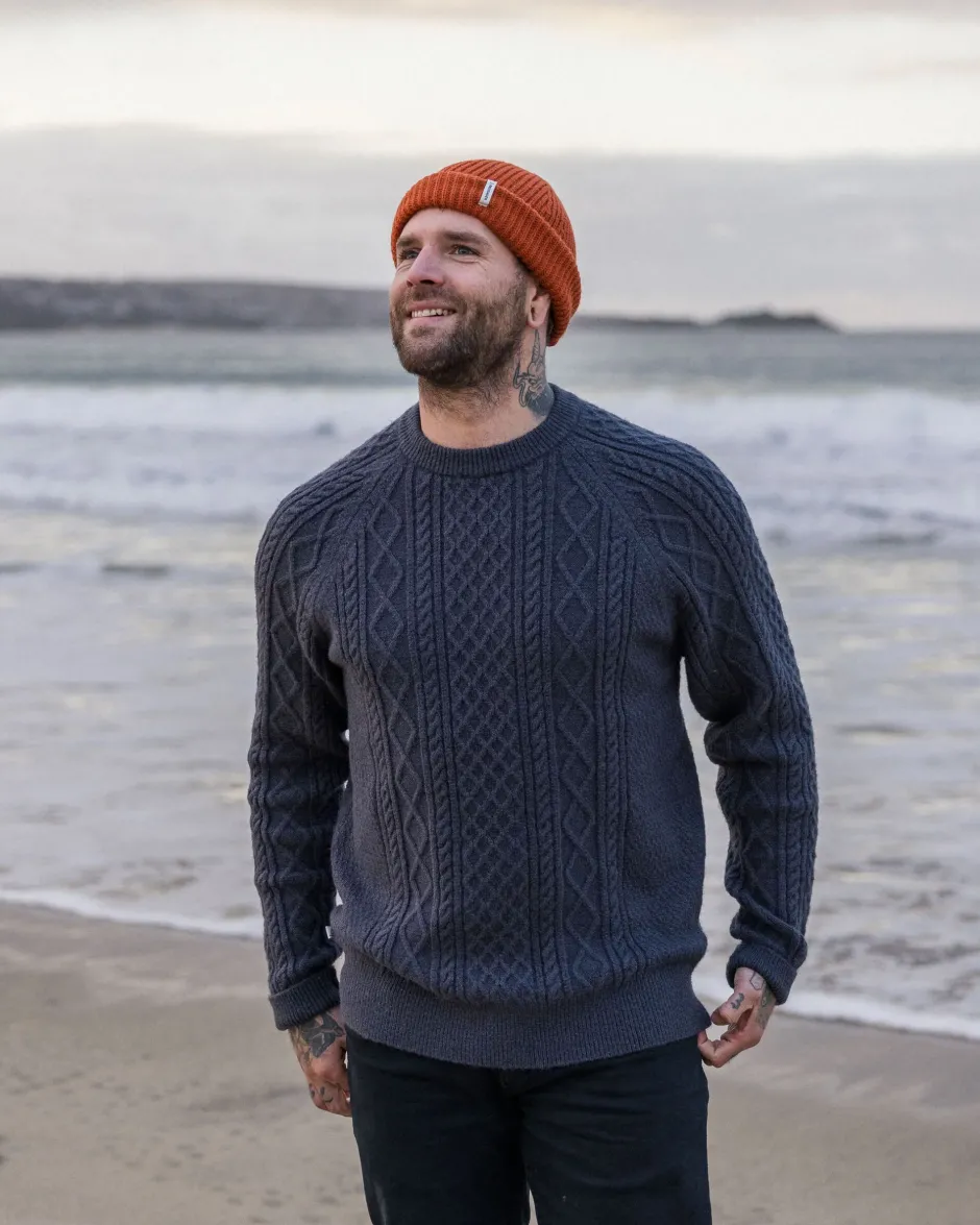 Knitwear|Best Sellers>Passenger Sandbar Cable Knitted Jumper Charcoal