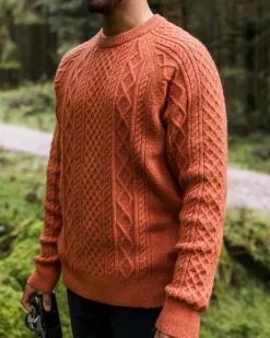 Knitwear|Men's Outlet>Passenger Sandbar Cable Knitted Jumper Baked Clay