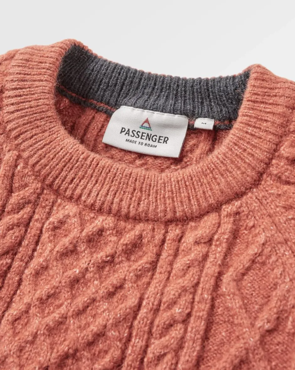 Knitwear|Men's Outlet>Passenger Sandbar Cable Knitted Jumper Baked Clay
