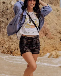 Shorts|Women's Outlet>Passenger Santosa Organic Cotton Jacquard Short Black Geo Pattern