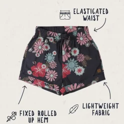 Shorts|Women's Outlet>Passenger Santosa Shorts Black Flower Burst