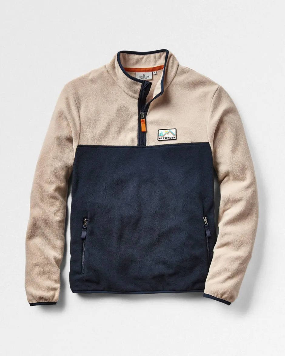 Fleece|Fleece>Floris van Bommel Set Off Recycled Polar 1/4 Zip Fleece Oatmeal