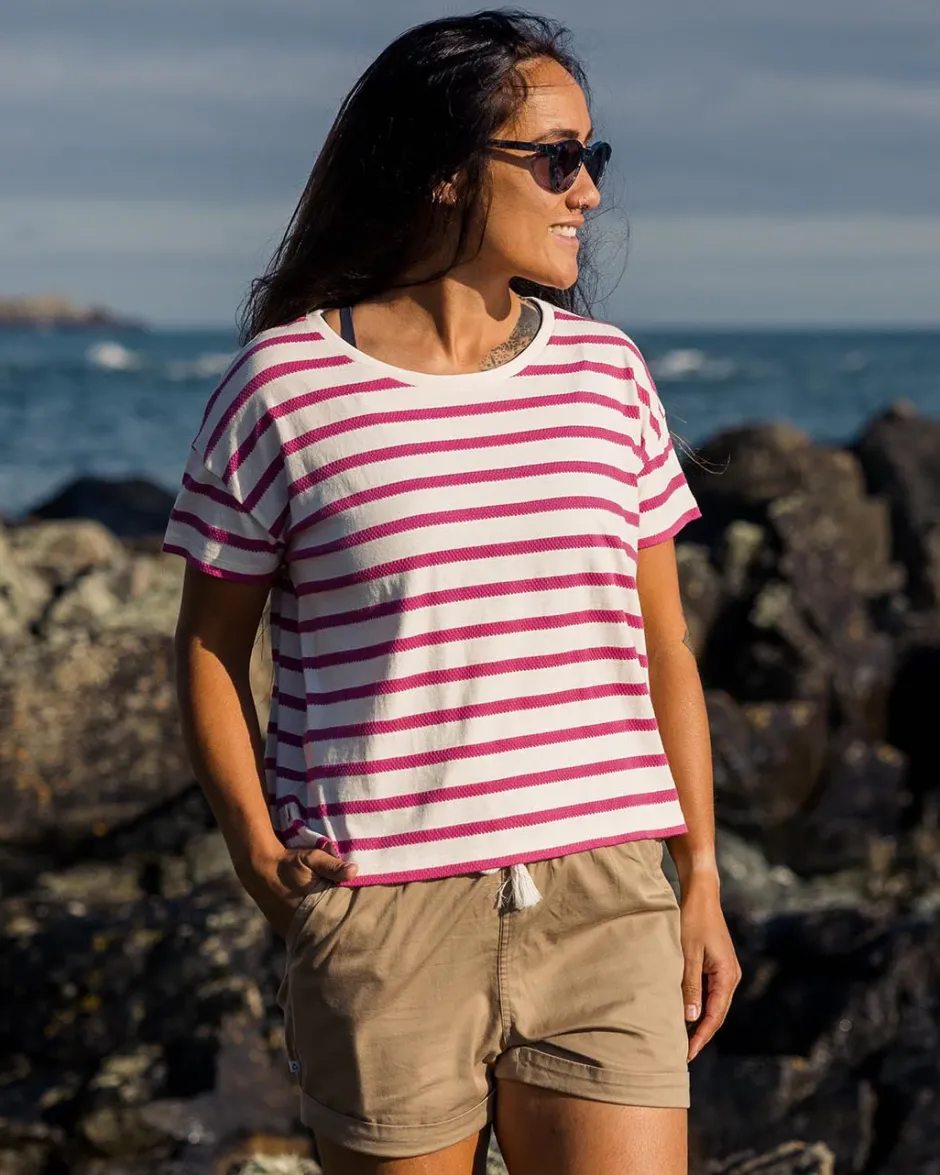 Tops & T-Shirts|Women's Outlet>Passenger Skye Stripe T-Shirt Fuchsia