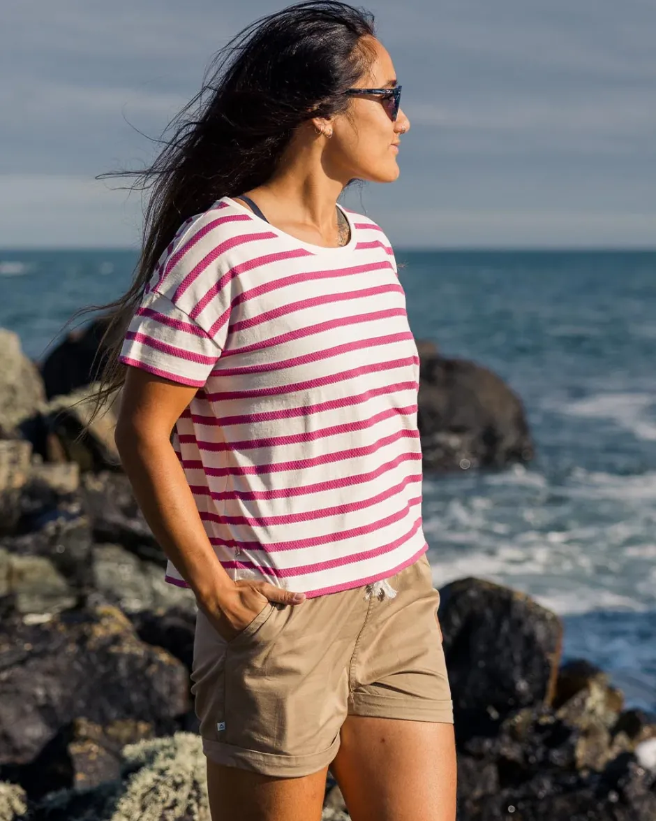 Tops & T-Shirts|Women's Outlet>Passenger Skye Stripe T-Shirt Fuchsia