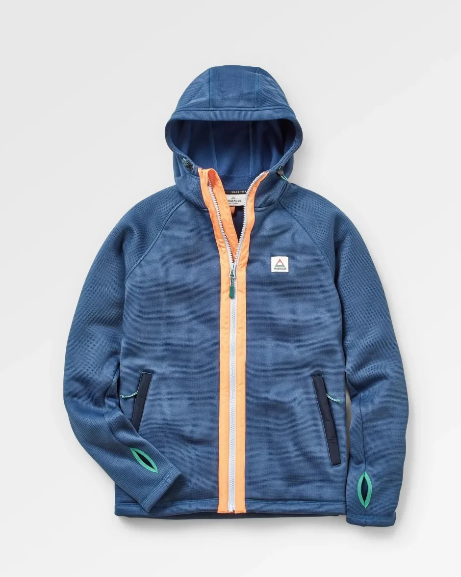 Hoodies & Sweatshirts|Fleece>Passenger Slope Hooded Recycled Fleece Dark Denim