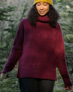 Knitwear|Women's Outlet>Passenger Snug Recycled Polo Neck Knitted Jumper Wine