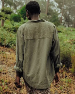 Shirts|Women's Outlet>Passenger Stardust Organic Cotton Ls Shirt Dusty Olive
