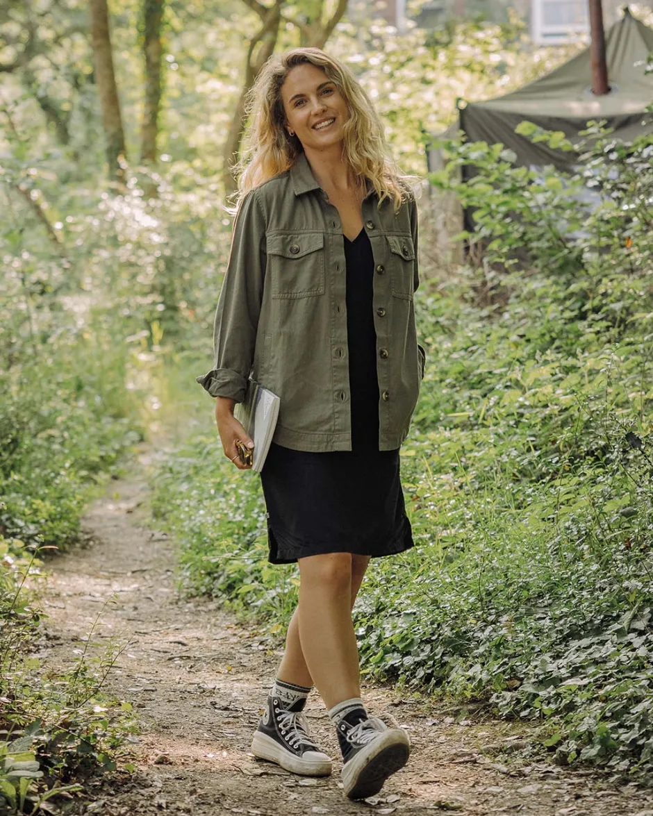 Shirts|Women's Outlet>Passenger Stardust Organic Cotton Ls Shirt Dusty Olive