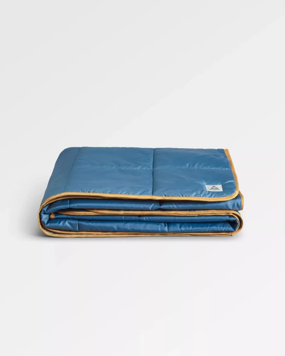 Accessories|Blankets>Floris van Bommel Travel Recycled Ripstop Blanket Washed Blue