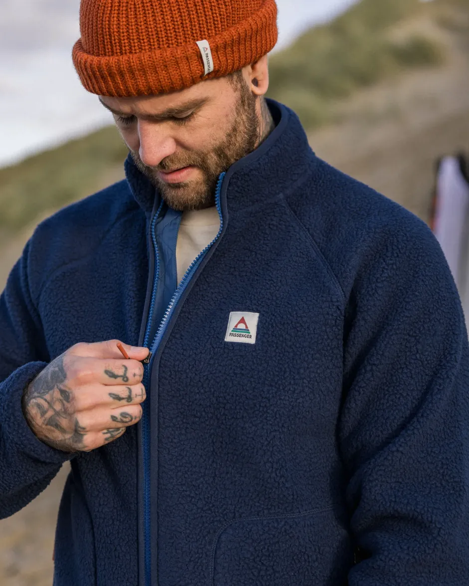 Fleece|Fleece>Floris van Bommel Tripper 2.0 Full Zip Recycled Sherpa Fleece Rich Navy