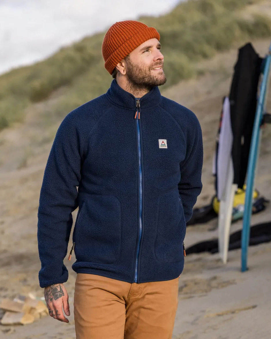 Fleece|Fleece>Floris van Bommel Tripper 2.0 Full Zip Recycled Sherpa Fleece Rich Navy