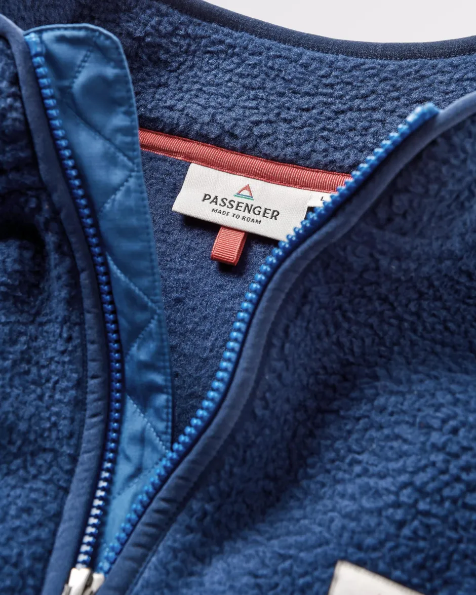 Fleece|Fleece>Floris van Bommel Tripper 2.0 Full Zip Recycled Sherpa Fleece Rich Navy
