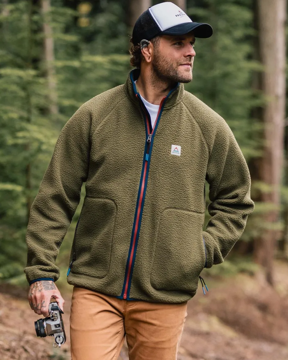Fleece|Fleece>Floris van Bommel Tripper 2.0 Full Zip Recycled Sherpa Fleece Khaki