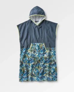 Towels|Changing Robes & Ponchos>Floris van Bommel Tulum Recycled Towel Poncho Charcoal/Abstract Seaweed