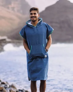 Towels|Changing Robes & Ponchos>Floris van Bommel Tulum Recycled Towel Poncho Dark Denim