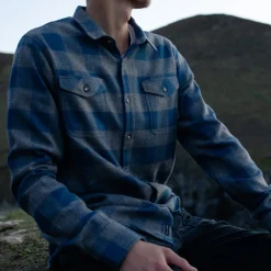 Shirts|Men's Outlet>Passenger Vacant Shirt Buffalo Check Slate Blue