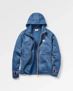 Hoodies & Sweatshirts|Fleece>Passenger Vertical Full Zip Hooded Recycled Fleece Dark Denim