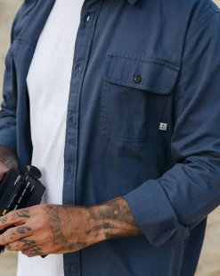 Shirts|Best Sellers>Passenger Vision Organic Cotton Shirt Dark Denim