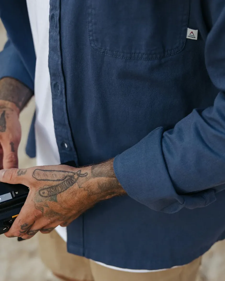 Shirts|Best Sellers>Passenger Vision Organic Cotton Shirt Dark Denim
