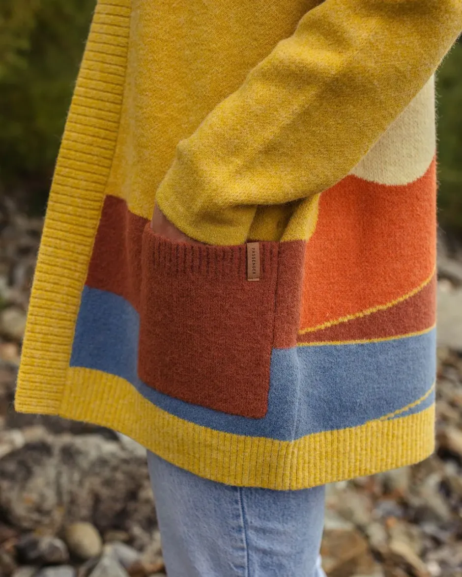 Knitwear|Best Sellers>Passenger Vista Recycled Knitted Cardigan Amber Gold