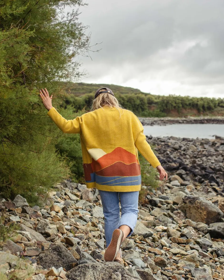 Knitwear|Best Sellers>Passenger Vista Recycled Knitted Cardigan Amber Gold