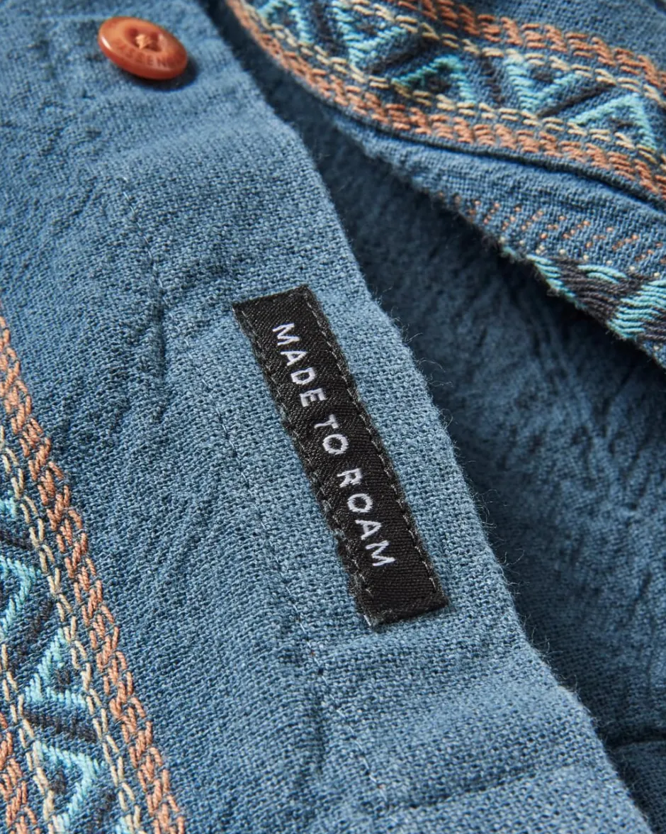 Shirts|Men's Outlet>Passenger Voyage Organic Cotton Jacquard Shirt Mediterranean Geo Stripe