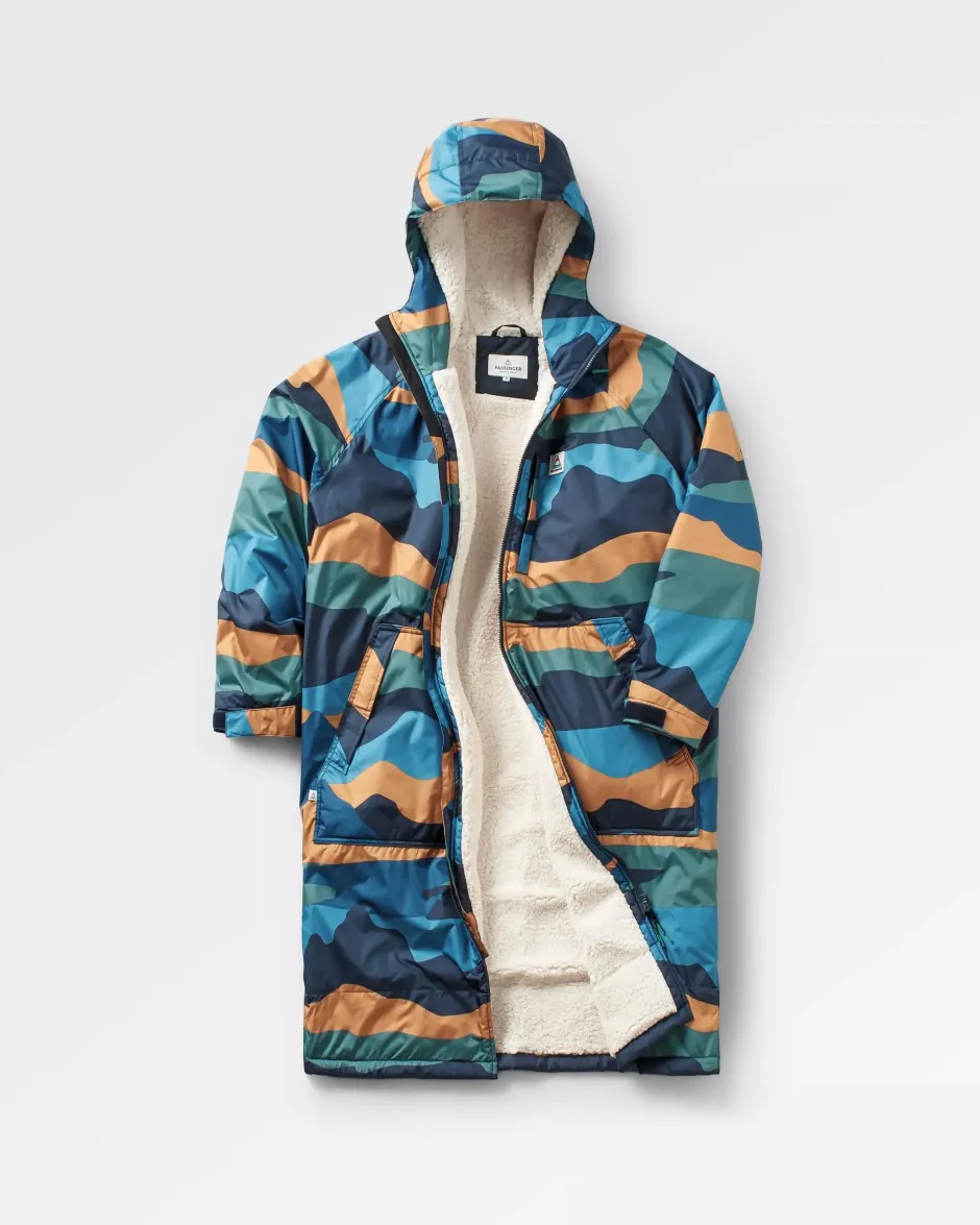Surf Accessories|Surf Accessories>Passenger Waves Recycled Sherpa Lined Changing Robe Scenic Navy