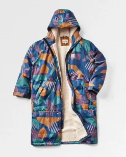 Surf Accessories|Surf Accessories>Floris van Bommel Waves Recycled Sherpa Lined Changing Robe Deep Blue Camo Pattern