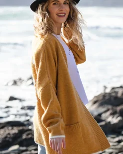 Knitwear>Passenger West Coast Recycled Knitted Cardigan Sunset Yellow Marl