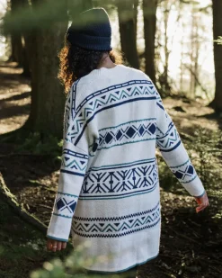 Knitwear|Women's Outlet>Passenger Whimsical Recycled Knit Cardigan Homespun Stripe Off White
