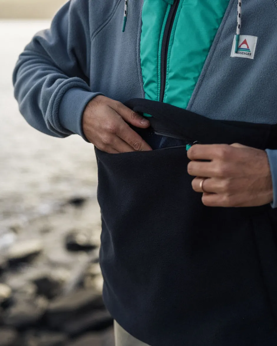 Fleece|Fleece>Floris van Bommel Woodland Hooded 1/2 Zip Polar Fleece Storm Grey/ Black