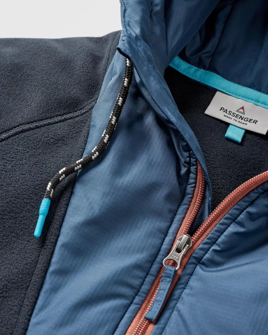 Fleece|Fleece>Floris van Bommel Woodland Hooded 1/2 Zip Polar Fleece Deep Navy/Baked Clay