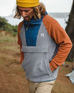 Fleece|Fleece>Floris van Bommel Woodland Hooded 1/2 Zip Polar Fleece Grey Marl