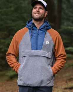 Fleece|Fleece>Floris van Bommel Woodland Hooded 1/2 Zip Polar Fleece Grey Marl