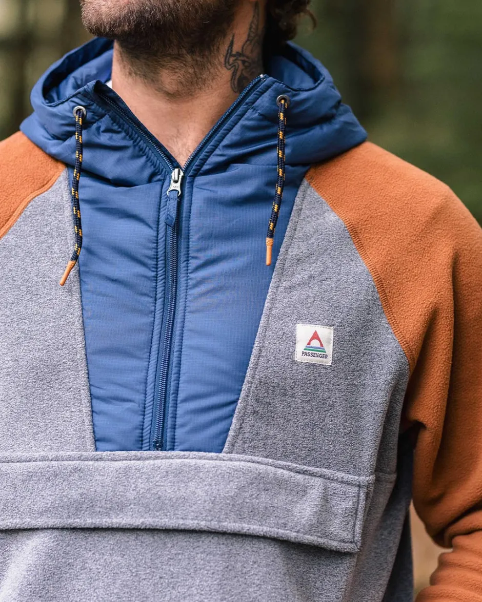 Fleece|Fleece>Floris van Bommel Woodland Hooded 1/2 Zip Polar Fleece Grey Marl