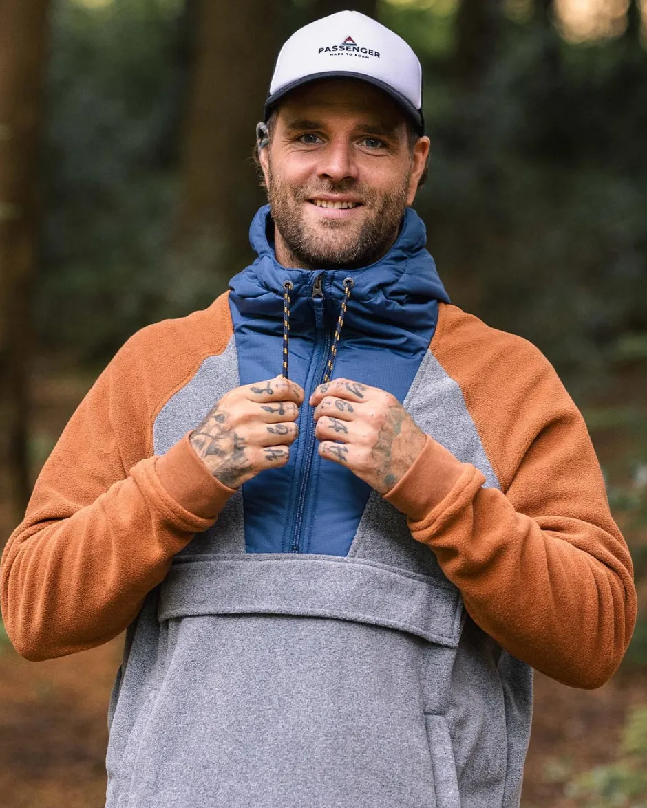 Fleece|Fleece>Floris van Bommel Woodland Hooded 1/2 Zip Polar Fleece Grey Marl