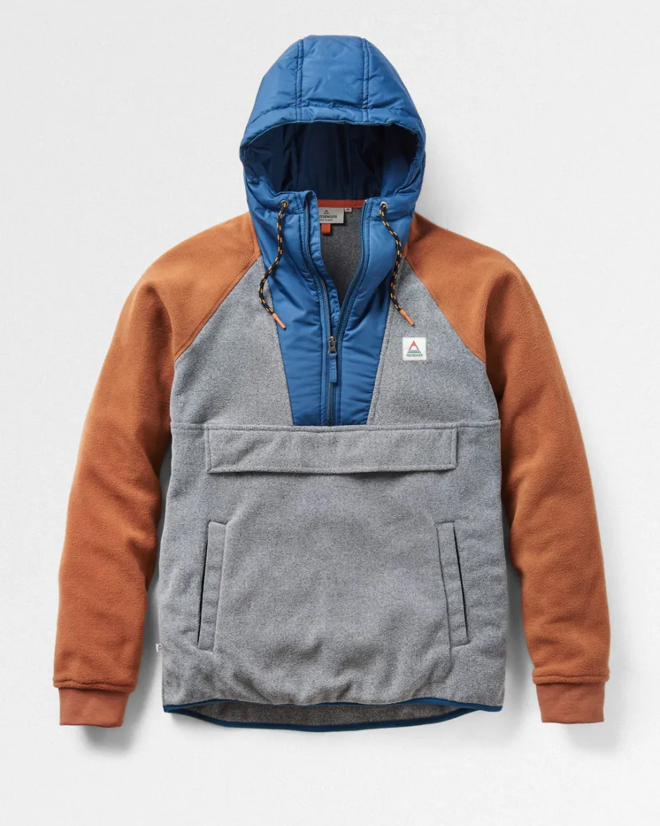 Fleece|Fleece>Floris van Bommel Woodland Hooded 1/2 Zip Polar Fleece Grey Marl