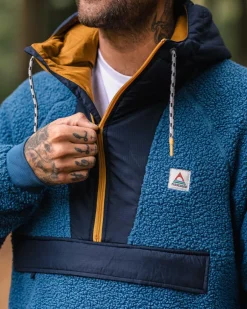 Fleece|Fleece>Floris van Bommel Woodland Recycled Polar-lined Sherpa Fleece Blue Steel