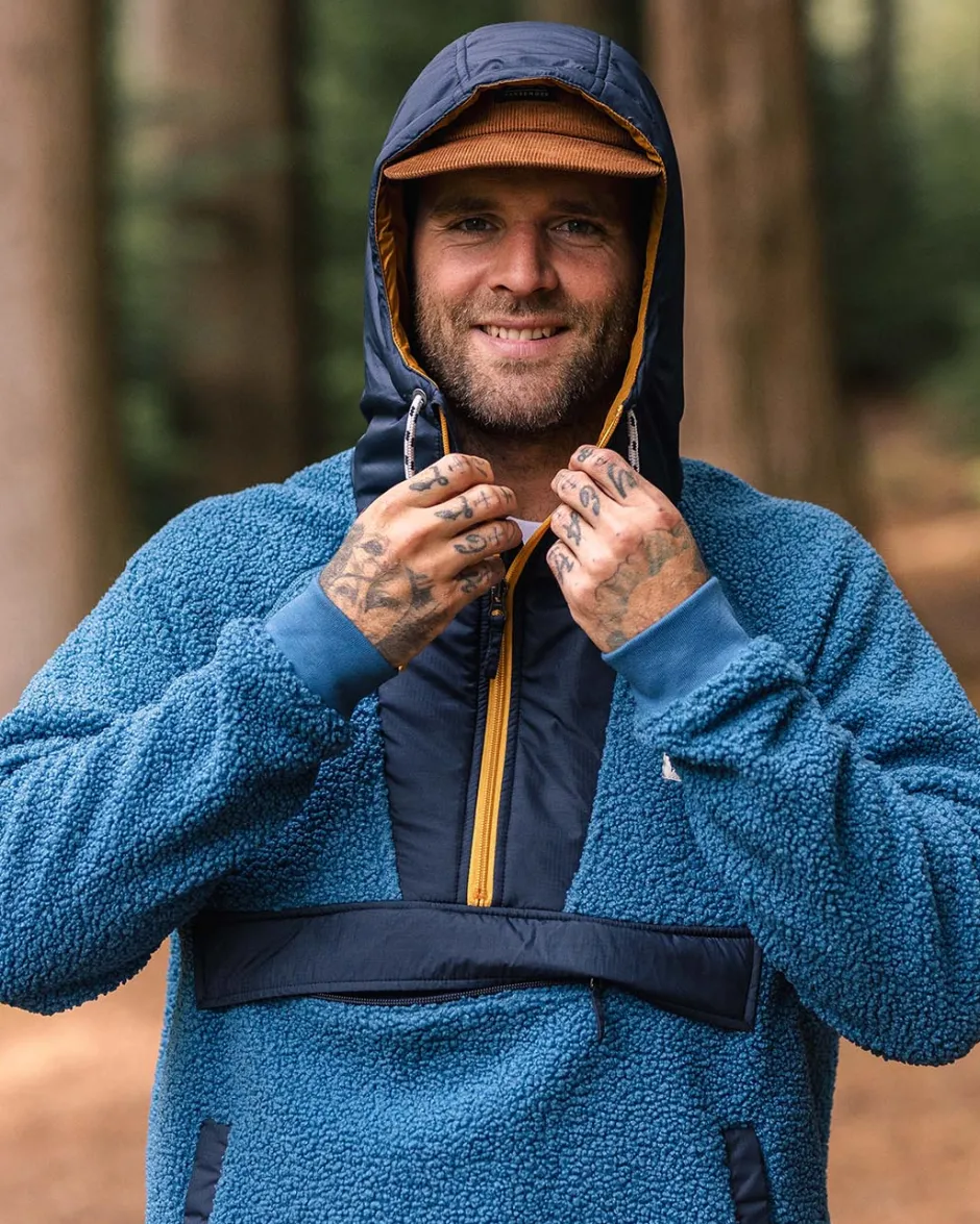 Fleece|Fleece>Floris van Bommel Woodland Recycled Polar-lined Sherpa Fleece Blue Steel
