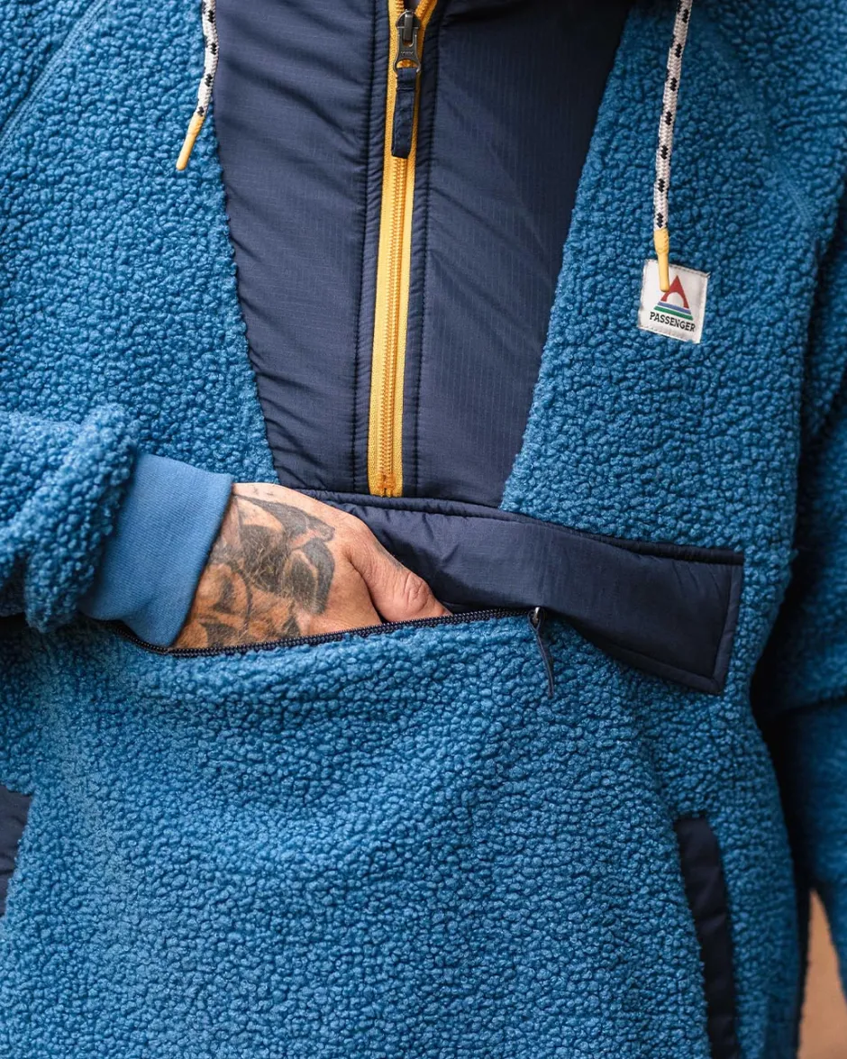 Fleece|Fleece>Floris van Bommel Woodland Recycled Polar-lined Sherpa Fleece Blue Steel