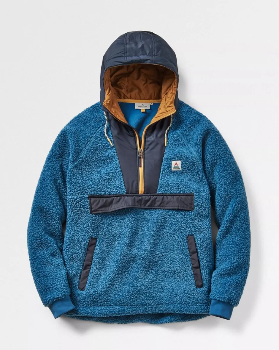 Fleece|Fleece>Floris van Bommel Woodland Recycled Polar-lined Sherpa Fleece Blue Steel