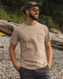 T-Shirts & Tank Tops|Men's Outlet>Floris van Bommel Zen Recycled Relaxed Fit T-Shirt Toffee Stripe